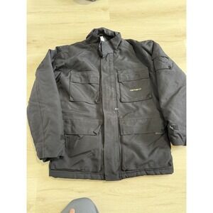 Carhartt Men's Size Medium Black Parka Carhartt Lettering Full Zip Jacket